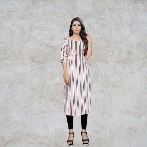 Kokil Crepe Printed Pink Kurti, Size : S, M, L, XL, XXL