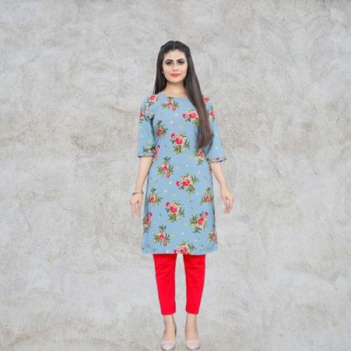 Crepe Print Kurti, Size : S, M, L, XL, XXL