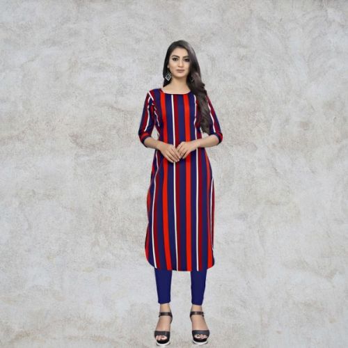 Crepe Printed Red Line Kurti, Size : S, M, XL, XXL