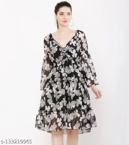 Flower Print One Piece Dress, Feature : Anti-Wrinkle, Skin Friendly