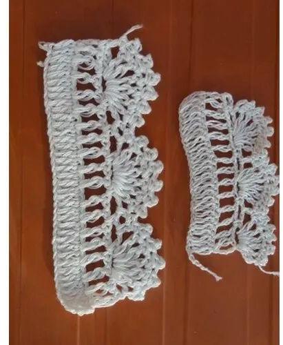 Cotton Handmade Crochet Lace, For Garments, Color : White