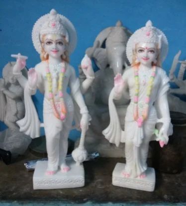 Kanhiyalal Painted Marble Laxmi Narayan Statue, Packaging Type : Wooden Box