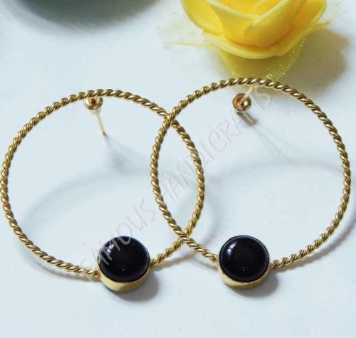 Brass Gold Plated Vintage Geometric Earrings, Style : Antique