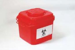 Red Plain Plastic Biohazard Waste Container, For Laboratory, Shape : Rectangular