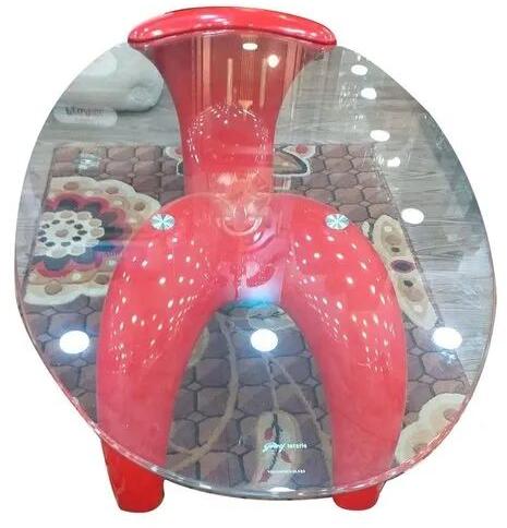 Oval Glass Top Center Table, For Home, Color : Red