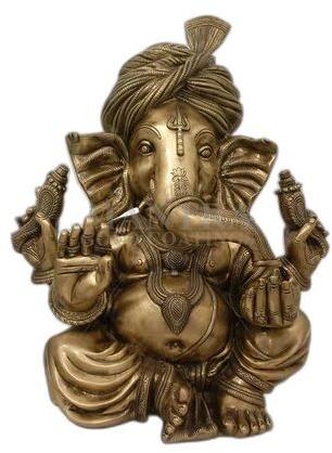 Brass Ganesh Statue, Color : Brown