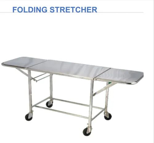 Stainless Steel Folding Stretcher Trolley, For Hospital, Loading Capacity : 120 Kg