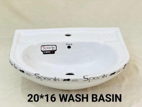 20x16 Ceramic Wall Mounted Wash Basin, For Home, Hotel, Restaurant, Pattern : Plain