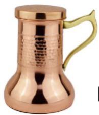 Carved Semi Round Surahi Copper Jug, For Storing Water, Storing Capacity : 5-10ltr