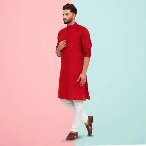 Men Satin Cotton Kurta Pajama, Technics : Machine Made