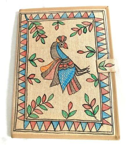 Peacock Printed Jute File Folder