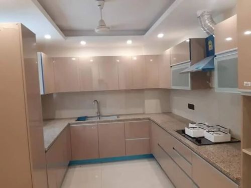 Plywood & Laminate L Shaped Modular Kitchen