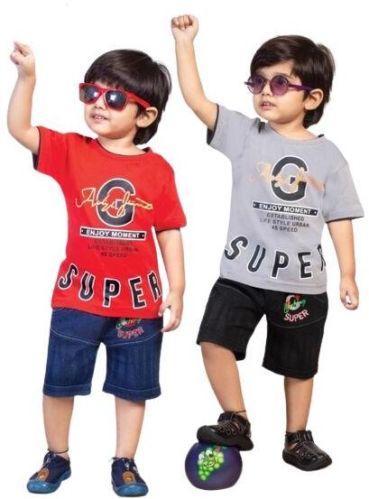 Boys Cotton Tshirt Half Pant Set, Size : M, 20-30