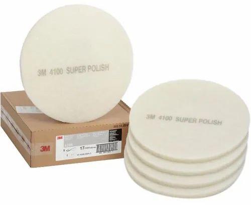 Round 3M White Super Polish Pad 4100, For Flooring, Size : 17x17inch