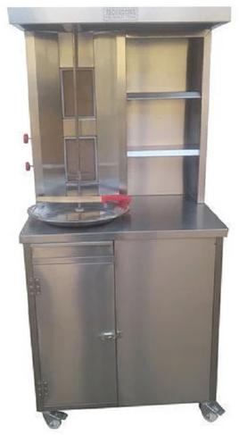 Silver 2 Burner Gas Shawarma Machine, For Restaurant/Commercial Kitchen