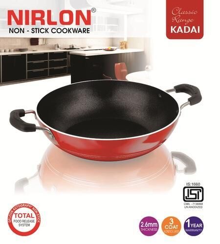 Round Bakelite Non Stick Kadhai, Color : Red Black
