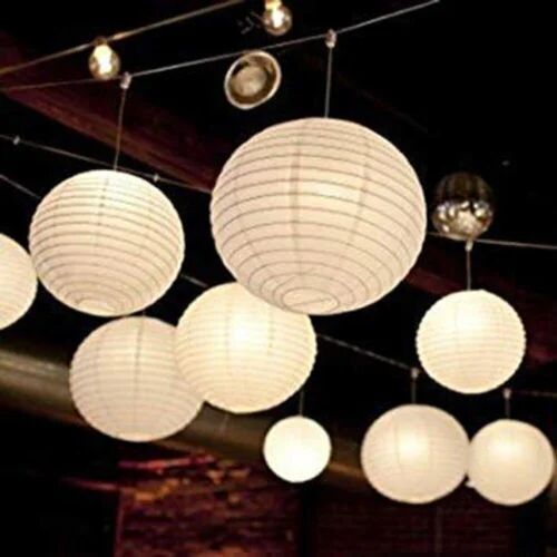 Stripped Round Paper Hanging Lantern, Style : Handmade