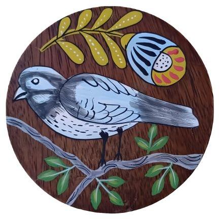 Hand Painted Wooden Coaster Bird Painting