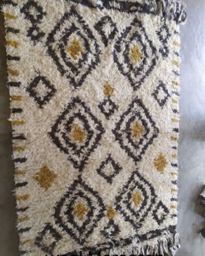 Rectangular Shaggy Wool Carpets, For Home, Office, Hotel, Pattern : Printed
