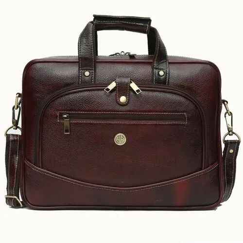 Leather Executive Laptop Bag, Pattern : Plain