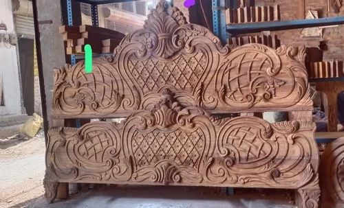 Carved Designer Wooden Bed Headboard, Color : Brown