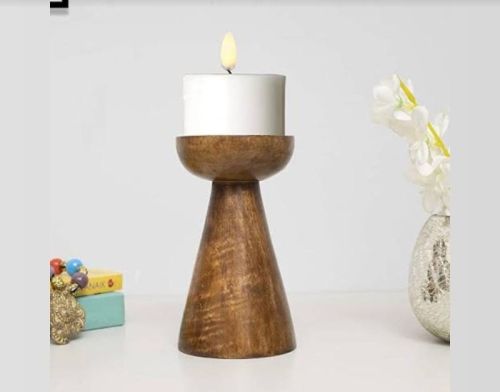 Polished Plain Wooden Candle Stand, Size : 7inch, 7×3 Inch