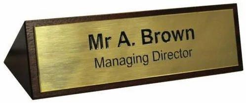 Rectangular Polished Brass Office Name Plate