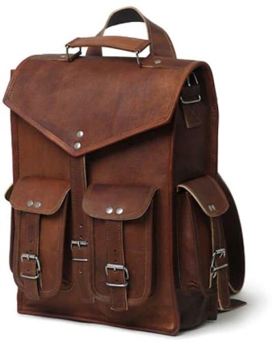 Full Grain Leather Backpack, Size : 12' X 16' X 6'