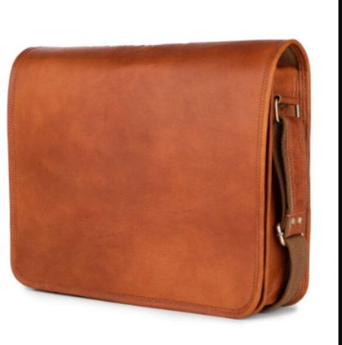 Plain Brown Full Flap Cover Messenger Bag