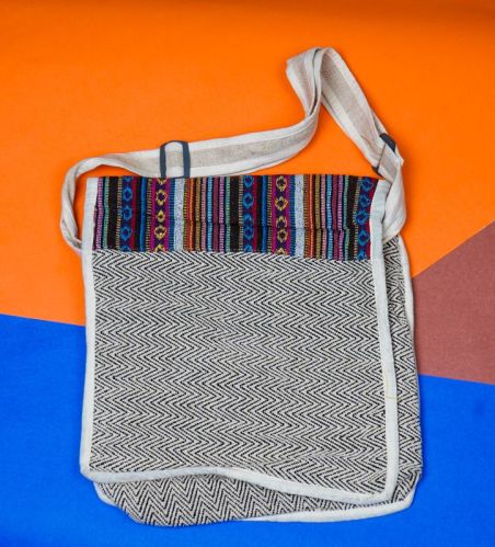 Blue Mankib Hemp Laptop Bag, For Travel Use, Size : 20x14inch