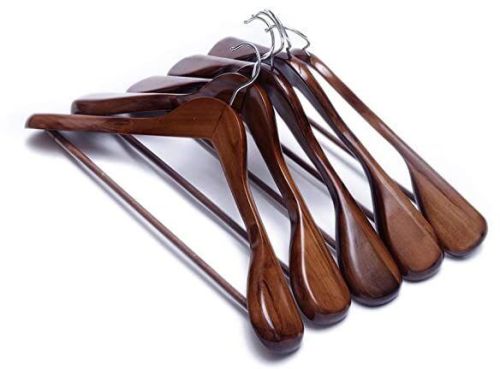 Wooden Coat Hanger, Color : Natural Dark Brown