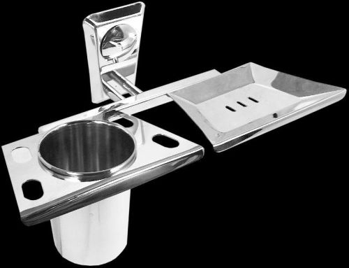 Steel Polished Soapdish With Tumbler Holder, For Hotel, Home, Bathroom Use, Feature : Stylish, Quality Tested