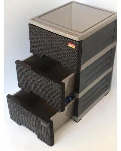 Rectangular Plastic Storage Drawer, Color : Brown