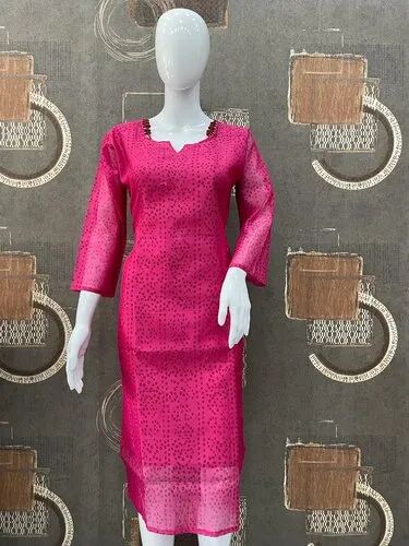 Ladies Chanderi Silk Kurti, Size : M, Xl, Xxl