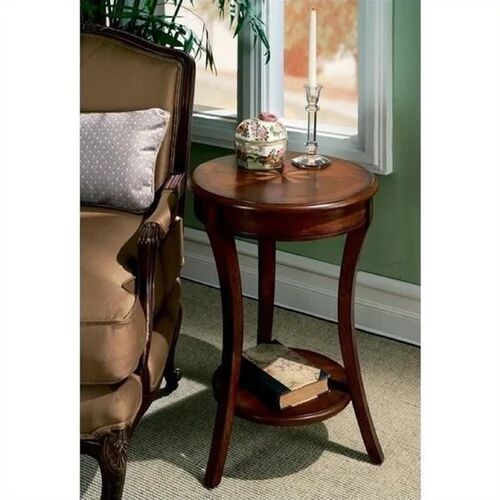 Brown Wooden Round Sofa Side Table