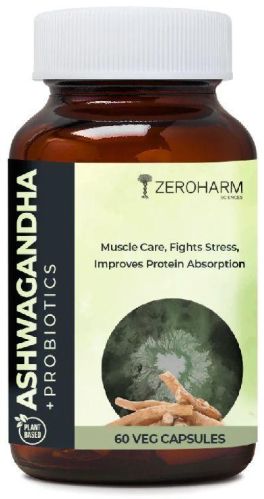 Zeroharm Ashwagandha Probiotics Capsules, For Improves Protein Absorption