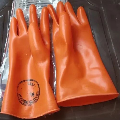 Rubber Hand Gloves, For Industrial Use, Pattern : Plain