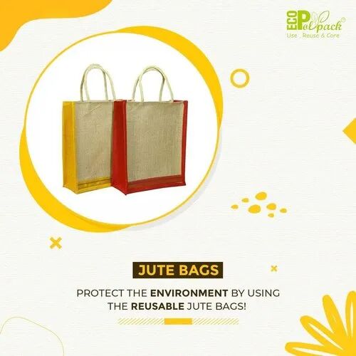 Eco Polypack Plain Jute Bag, Handle Type : Loop Handle