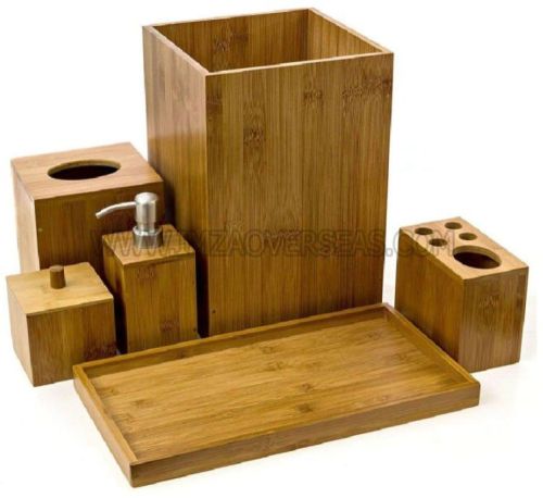 Imza Overseas Bamboo Bathroom Accessories Set, Color : Natural