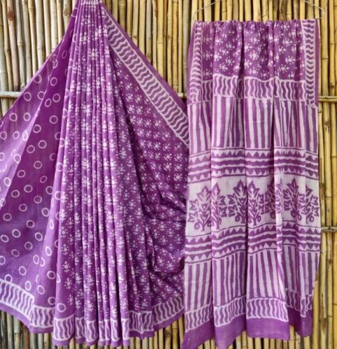 Hand Block Printed Silk Saree, Occasion : Casual Wear