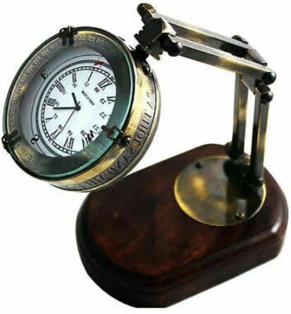 Antique Brass Desk Clock, Color : Brown