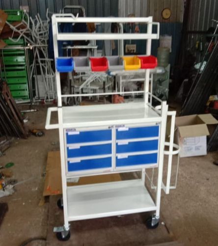 Rectangular Mild Steel Crash Cart Trolley, For Hospital, Feature : Durable, High Quality