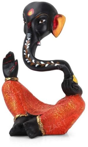 Polyresin Orange Hawa Ganesh Statue, Length : 6inch