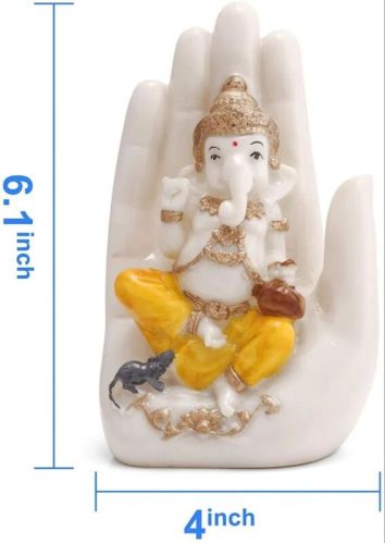 White Polyresin Palm Ganesha Statue