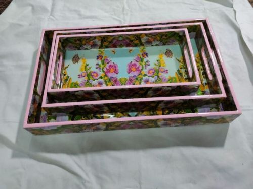 Enamel Printed Tray Set, Feature : Fine Finish
