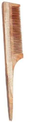 Brown Neem Wood Rat Tail Handle Comb, For Home, Salon