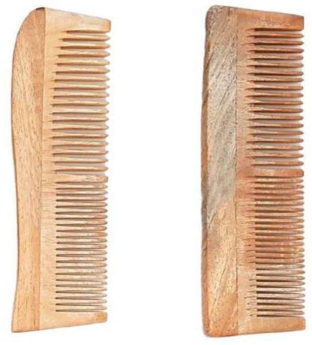 Brown Neem Wood Regular Double Teeth Comb
