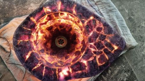 Plain Polished Amethyst Stone Light Wash Basin, For Home, Hotel, Restaurant, Size : Multisize, 16*21 Inches