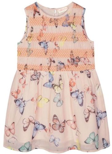 Georgette Butterfly Print Smocked Frock