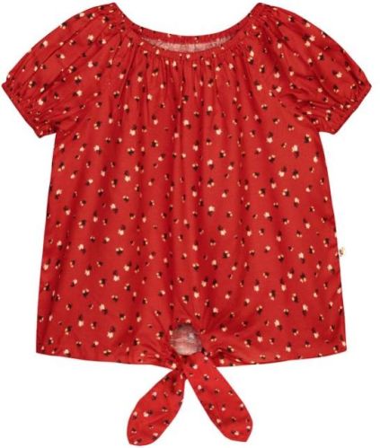 Girls Rayon Red Tie Knot Top